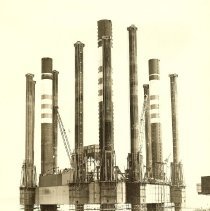 Texas Tower 3 under construction in the former shipyard basins