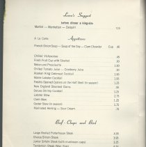 Inside left of menu
