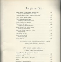 Inside right of menu