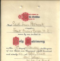 Marriage Certificate - Frank I Brown
