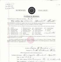 Certificate of Admission to Bowdoin College
