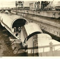 Submarine being scrapped in South Portland, 1959