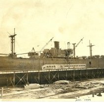 Liberty ship being scrapped, 1959