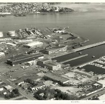 1981 aerial view of GE, Pine State By-Products, Bug Light