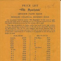 Price list, 1954, Old Sparhawk Mills