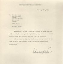 Memo from NE Shipbuilding president, 1944