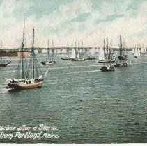 Portland Harbor with sailing ships