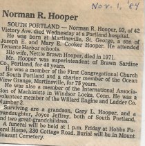 Norman R. Hooper, obituary, 1984