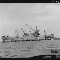S.S. Ethan Allen tied up at outfitting pier, 1942