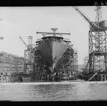 Liberty ship under construction at the West Yard