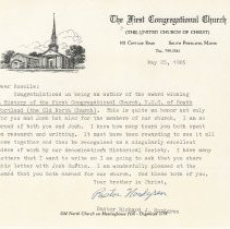 Letter to Rosella Loveitt from Pastor Richard J. Nordgren 1985