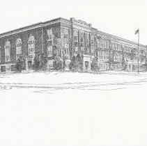 Don Patterson sketch of South Portland High School