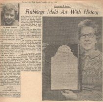 Josephine Cobb, rubbing of Lydia Carver, 1974