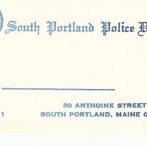 Business card for the South Portland Police Department