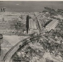 Aerial view of the shipyard during World War II