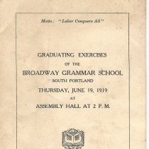 Broadway Grammar School - graduation exercises, 1919