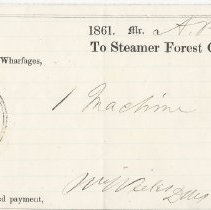 October 1862 payment receipt for shipping on the steamer Forest City