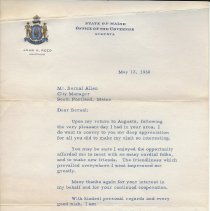 1960 letter to Bernal Allen from Gov. Reed