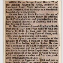 George J. Henry, 1983 obituary