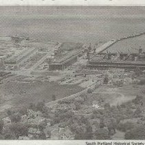 Aerial view of the former shipyard area in the 1950s