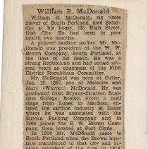William R. McDonald, 1937 obituary