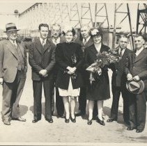 Ship sponsor Bernatte Langlois with family and others