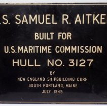 Ship's plaque - SS Samuel R. Aitken