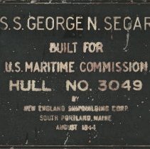 Shipbuilder's plaque - S.S. George N. Segar
