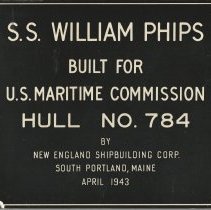 Shipbuilder's plaque - S.S. William Phips