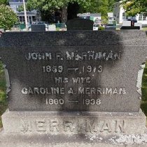 John F. Merriman stone at Mount Pleasant Cemetery