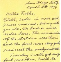 Eric Drucker, postcard, 1944