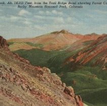 439 - Longs Peak, Alt. 14,255 Feet, from the Trail Ridge Road showing Forest Canon, Rocky Mountain National Park, Colorado