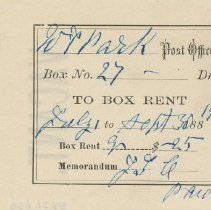 Post Office Box Rent Receipt