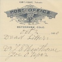 Memo from Postmaster Cleave re: dead letters