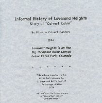 Informal History of Loveland Heights: Story of "Calvert Cabin"