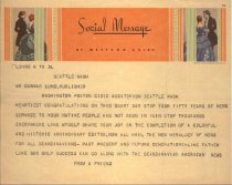 Congratulation Telegram to Gunnar Lund