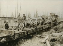 Loggers going to work after lunch, 1923