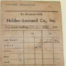 Holden-Leonard Mill Payment Envelopes