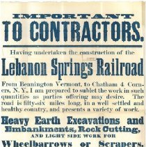 Broadsides and Handbills: Lebanon Springs Railroad bid requests.