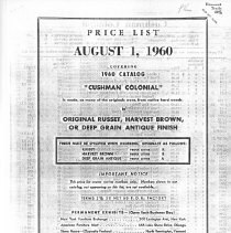 H.T. Cushman Manufacturing Company Pricelist, 1960