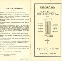 Bennington Sesqui-Centennial Program 1977-1927