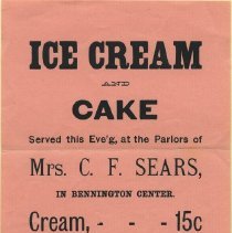 Mrs. C.F. Sears Ice Cream Parlor Advertisement