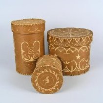 Etched Birchbark Box with Floral Pattern