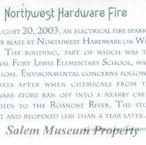 Northwest Hardware fire--2003