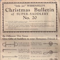 "little joe" Wiesenfeld's Christmas Bulletin of Super-Saddlery No. 20