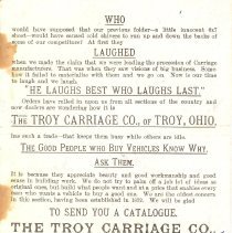 Troy Carriage Handbill Back