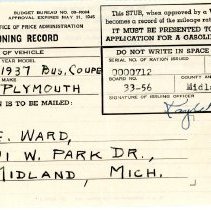 Mileage Rationing Record