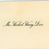 Calling Card - Mrs. H.H. Dow