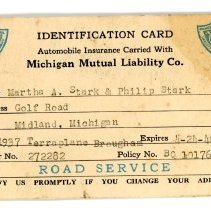 Automobile Insurance Identification Card - Front
