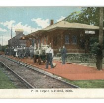 Postcard Pere Marquette Depot - front